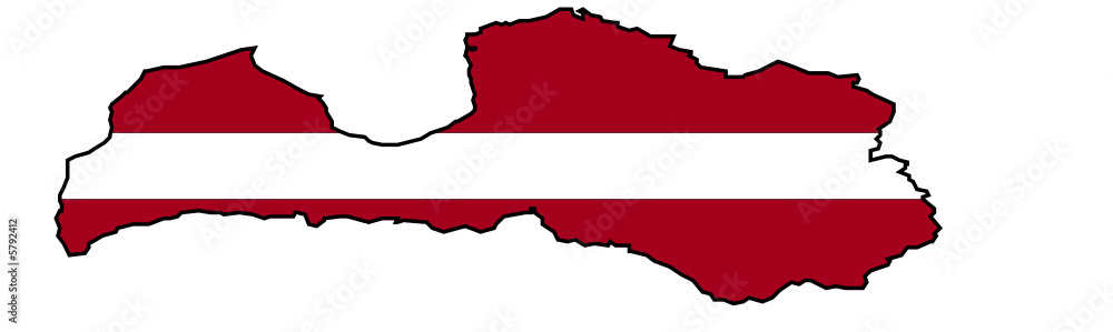 Fototapeta premium Flagge und Karte von Lettland