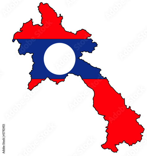 Flagge und Karte von Laos 