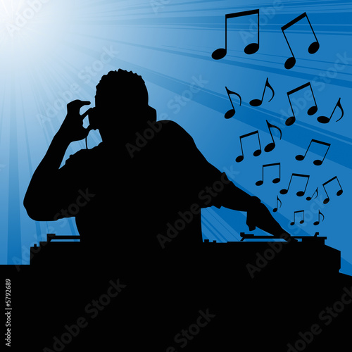 DJ music against blue