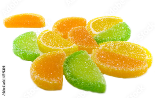 colourful fruit candies isolated over white