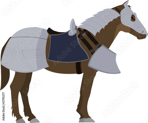 Brown Horse in armor