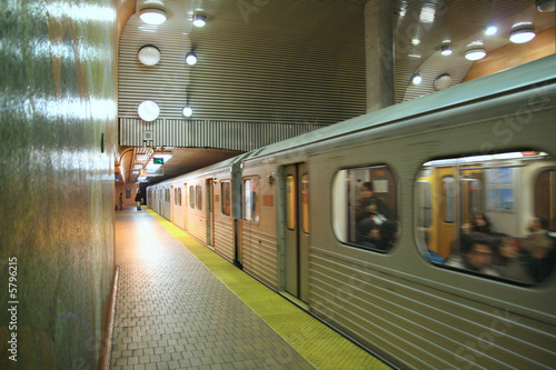 subway train stopped in station