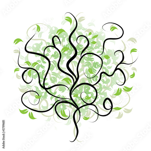 Tree silhouette, branch green