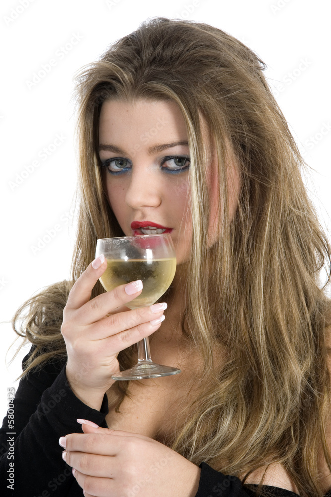 Beautiful girl with beaker on white background Beautiful girl with beaker on white background
