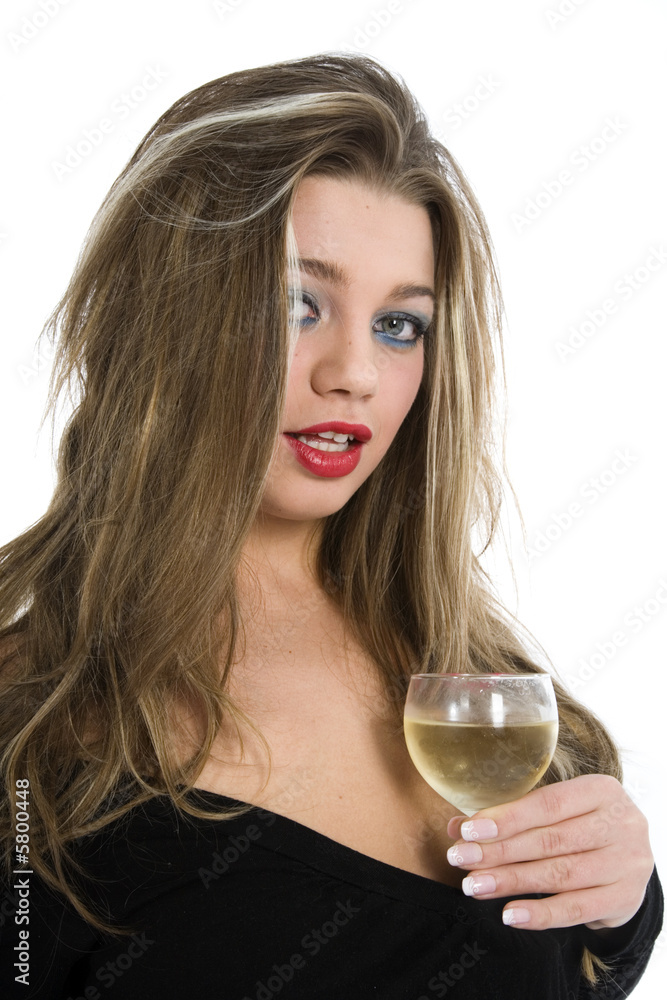 Beautiful girl with beaker on white background Beautiful girl with beaker on white background