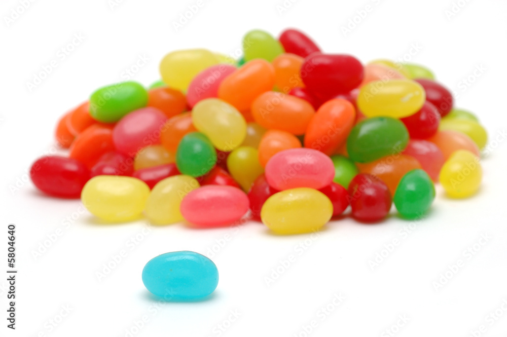Blue jelly bean stand out from the group Blue jelly bean stand out from the group