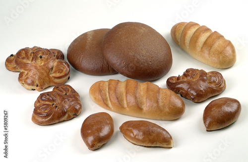 Various kinds of bread freshly baked and ready to eat.