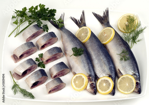 Konstfotografi sliced herring on the dish