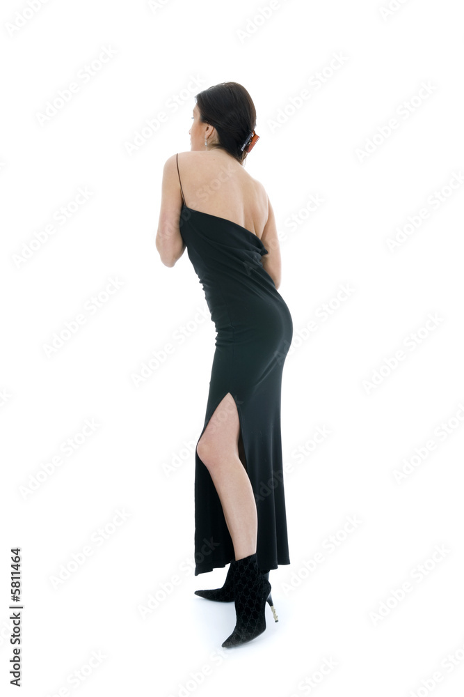 Fototapeta premium portrait of the brunette in the evening dress 