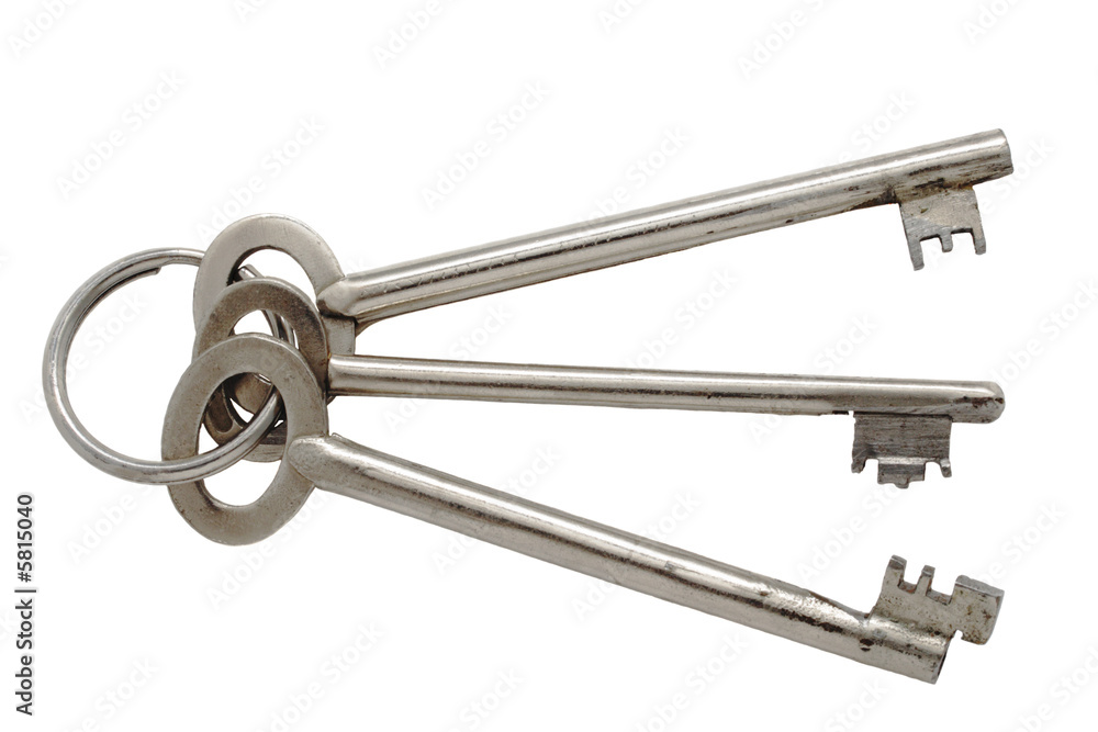 Three old key isolated on white background Three old key isolated on white background