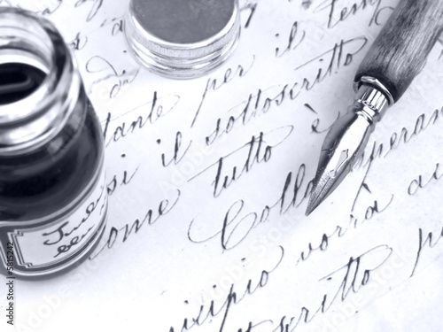 Old pen and retro calligraphy.