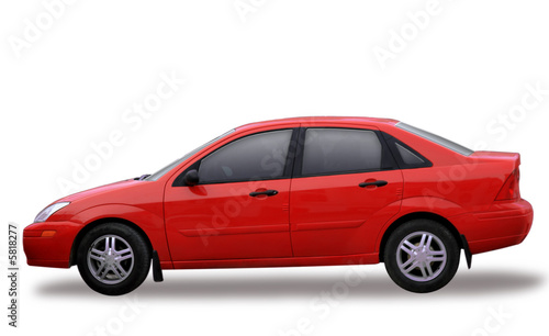 Red car isolated on a white background