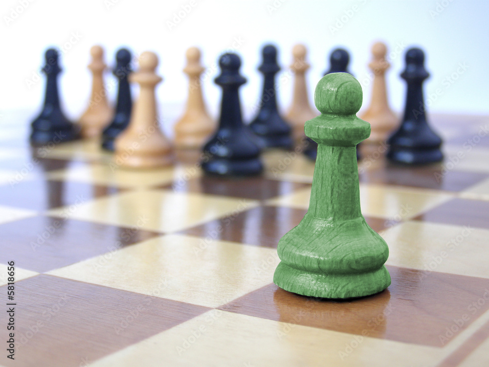 team of pawns with green leader team of pawns with green leader