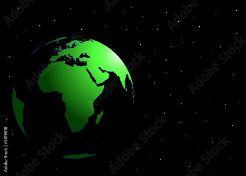 planète terre verte sur fond spatial