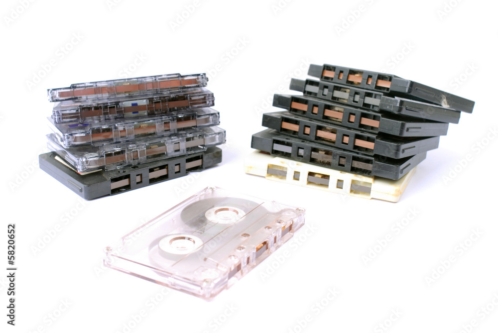 Old Transparent and lots of audio cassette tape . Old Transparent and lots of audio cassette tape .