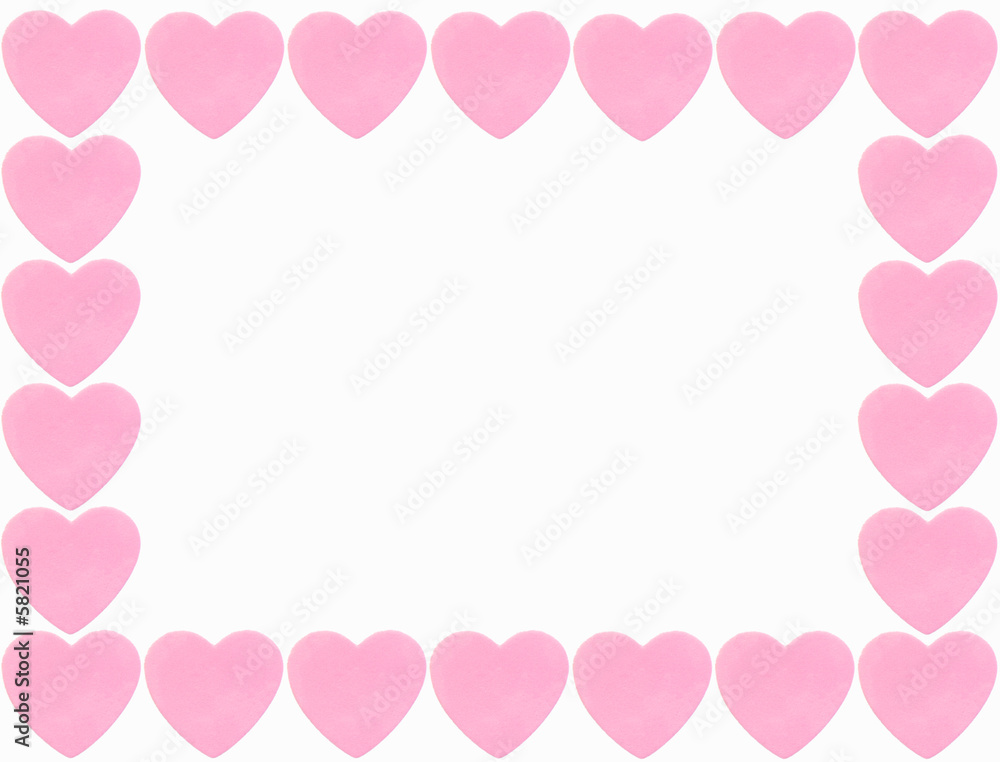 pink heart border isolated on white background