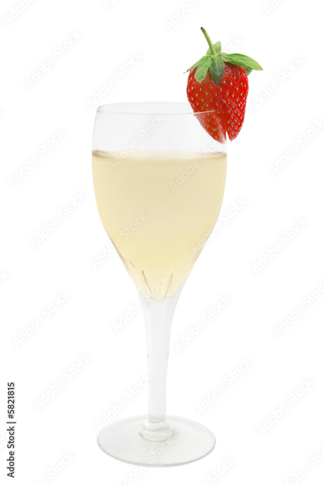 Champagne glass with strawberry isolated on a white Champagne glass with strawberry isolated on a white