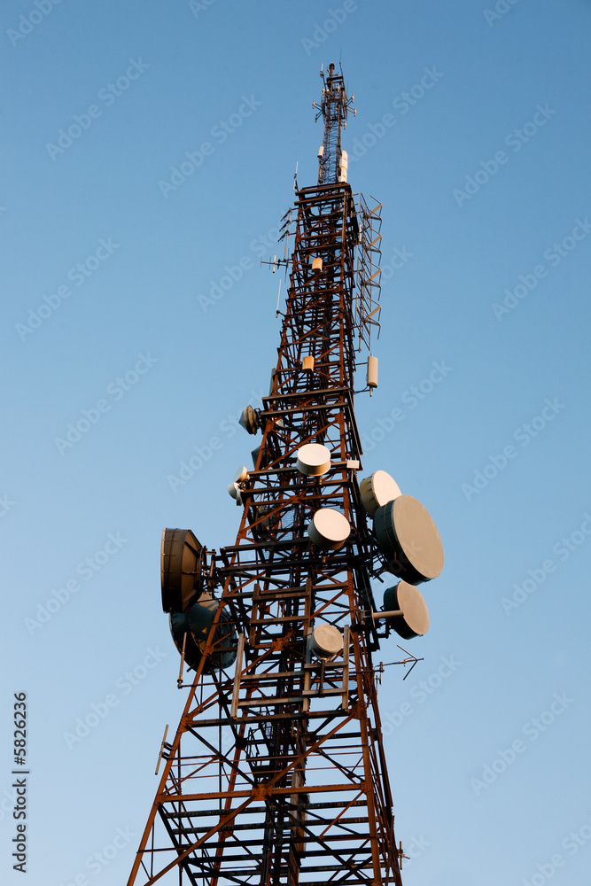Radio Tower isolated on a blue sky Radio Tower isolated on a blue sky