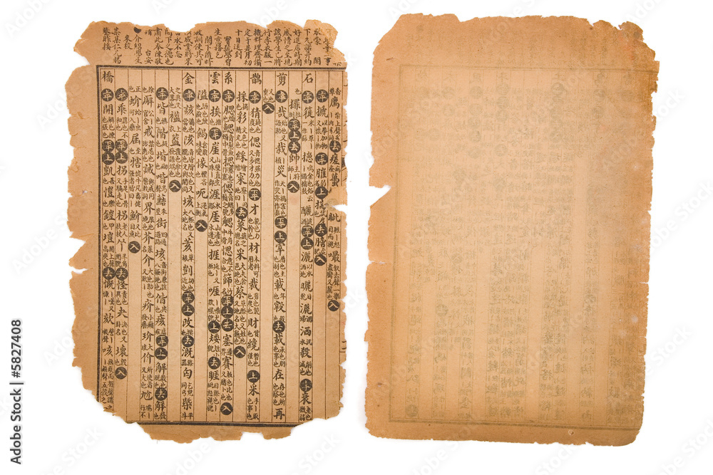 Obraz premium brown antique chinese book page