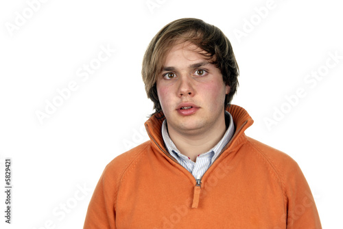 young casual man portrait in white background