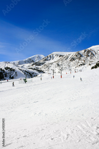 Ski resort on a sunny winter day