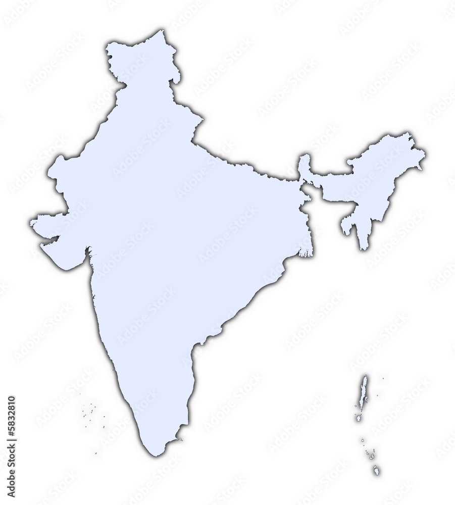 Fototapeta premium India light blue map with shadow