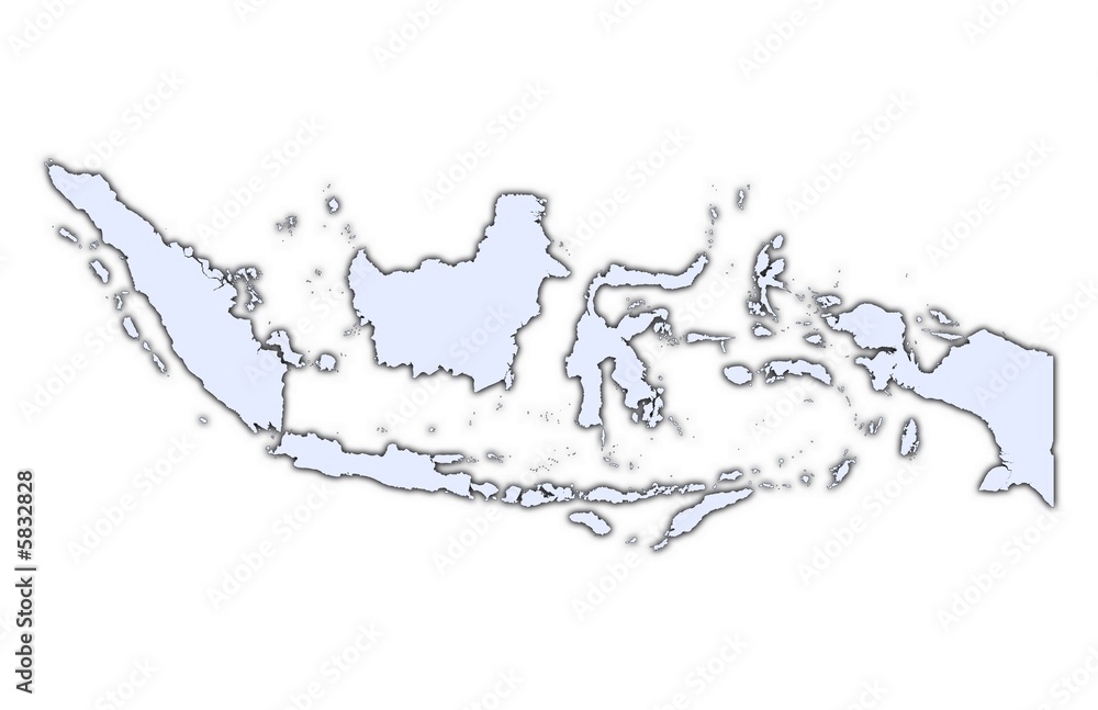Indonesia light blue map with shadow Indonesia light blue map with shadow