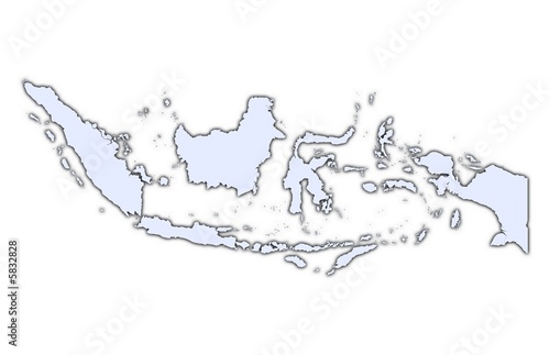 Indonesia light blue map with shadow
