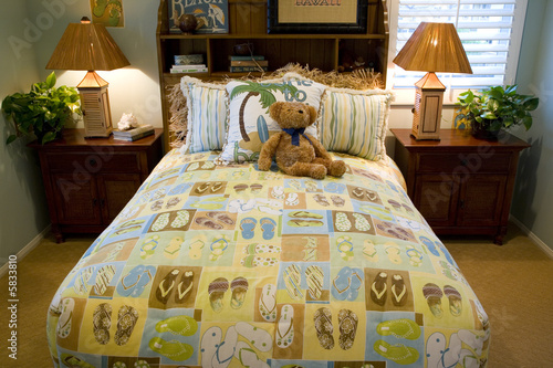 Luxury home kids bedroom with teddy bear.