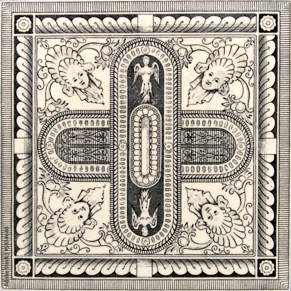 Obraz premium Neo classical design Victorian pottery wall tile c1890