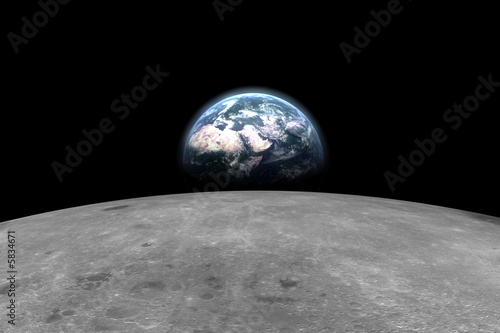 Earth behind the moon photo