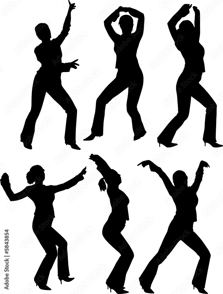 Silhouettes of some girls dancing
