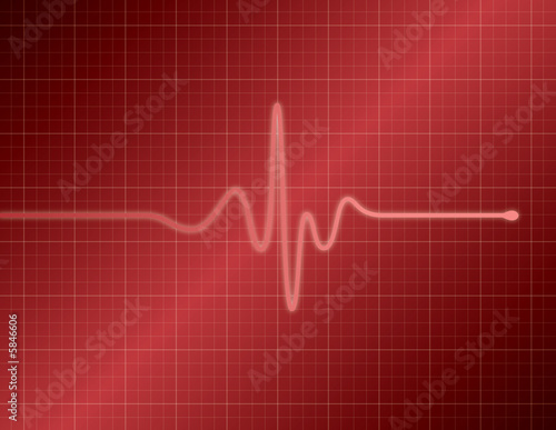 Single pulse red medical EKG (ECG) graph