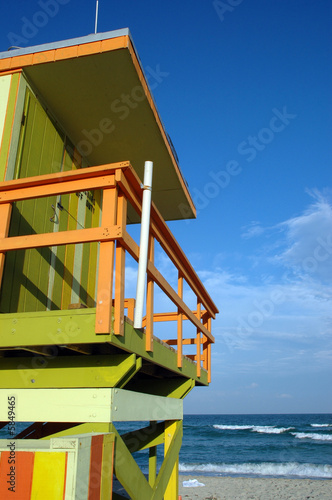 Green and Yellow, Art Deco Lifeguard Tower