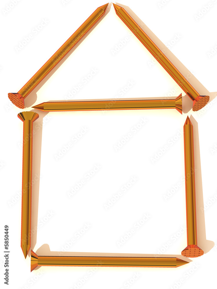 Nails. Abstract house. 3d Nails. Abstract house. 3d