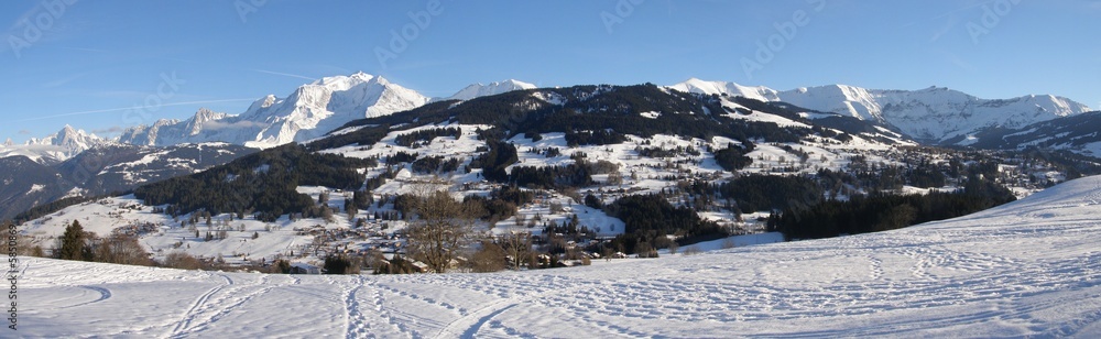 panorama mont blanc et mont joly vu de combloux
