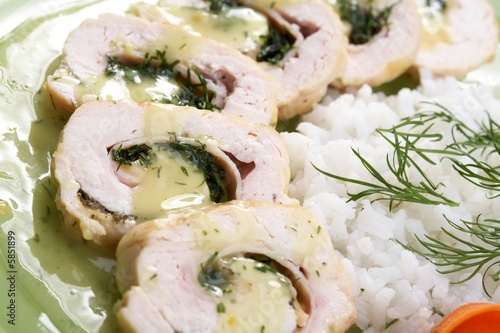 Stuffed chicken with rice 