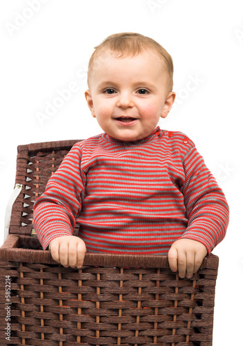 cute baby boy in basket