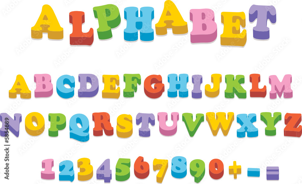 Vector fridge magnet alphabet spelling letters