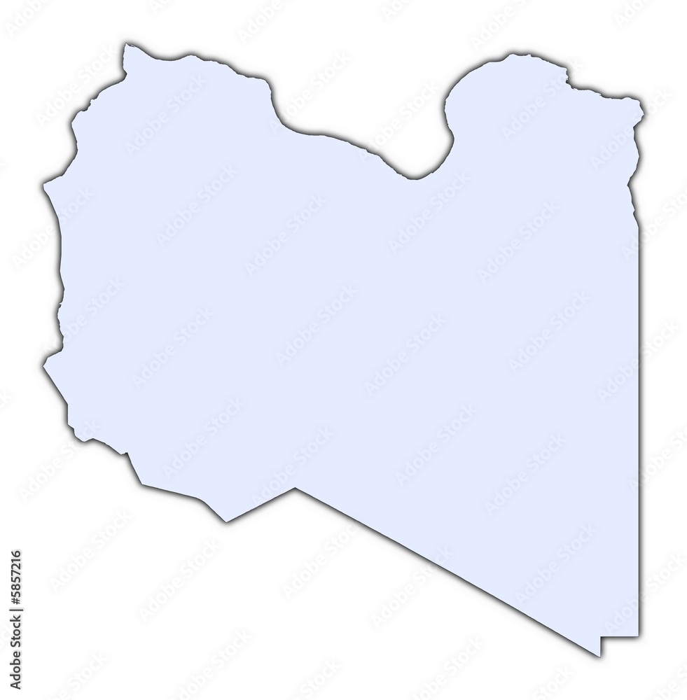 Libya light blue map with shadow