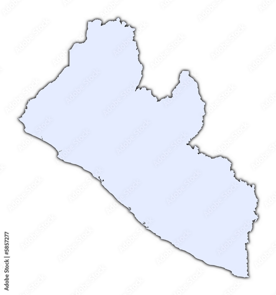 Obraz premium Liberia light blue map with shadow