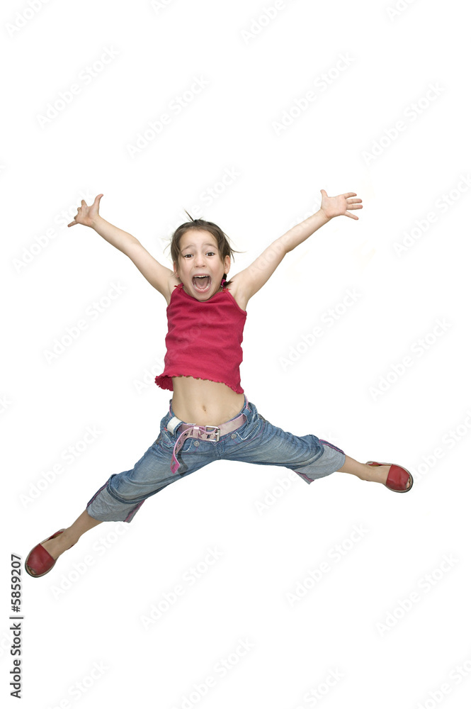 young girl jumping