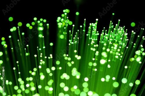 fiber optics close-up, focal point on distant fibres photo