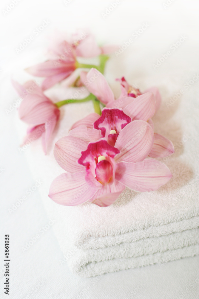 White towels with orchids White towels with orchids