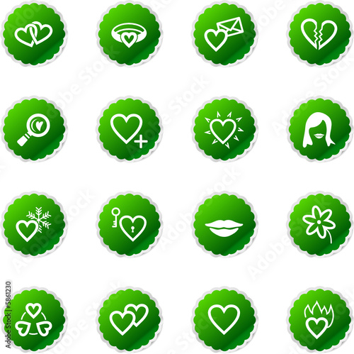green sticker love icons