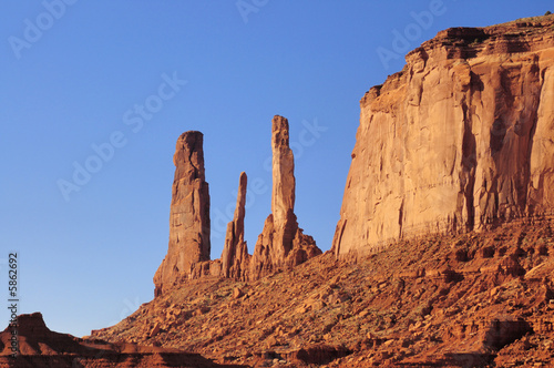 Closeup of Three Sisters Mesa, Monument Valley, Navajo Nation
