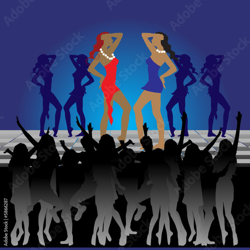 Girls dancing on dance floor in nightclub