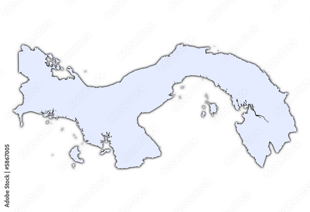 Panama light blue map with shadow Panama light blue map with shadow