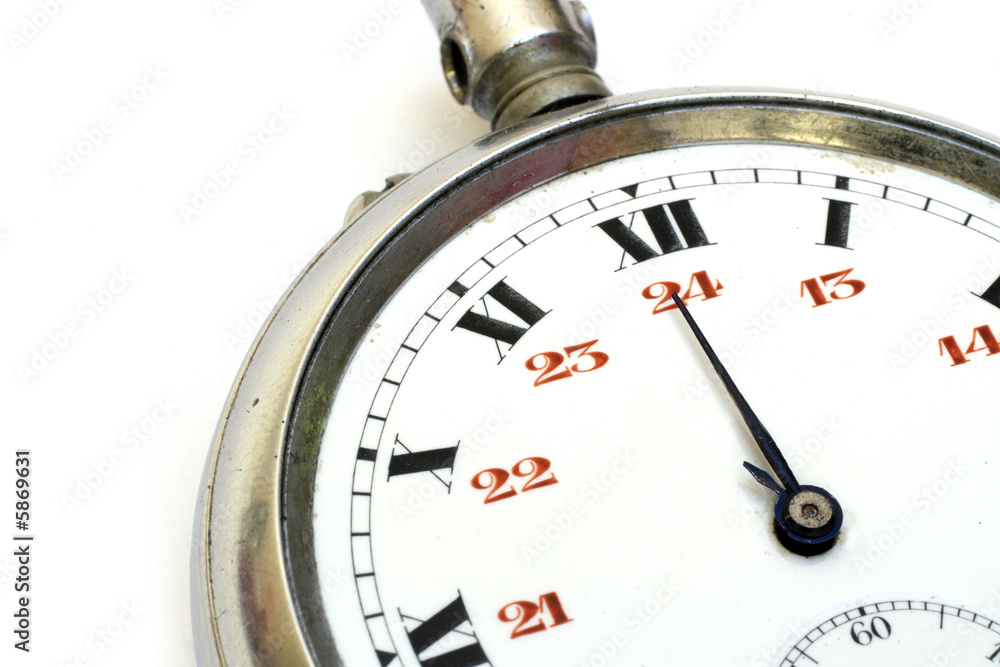 fragment of old pocket watch isolated on white fragment of old pocket watch isolated on white