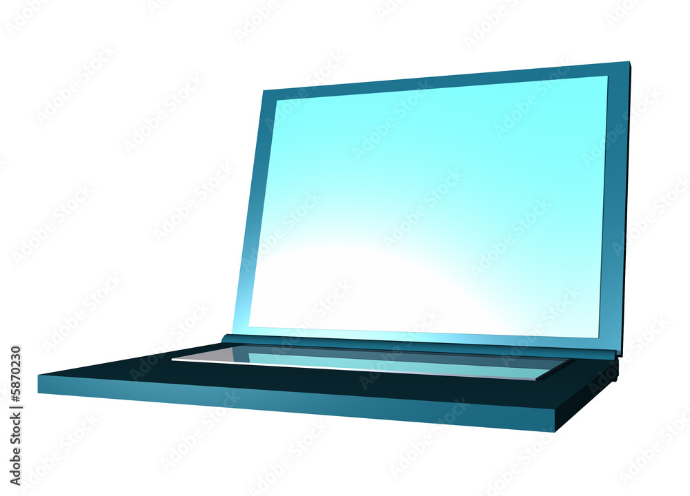 A neatly rendered three dimensional laptop. A neatly rendered three dimensional laptop.